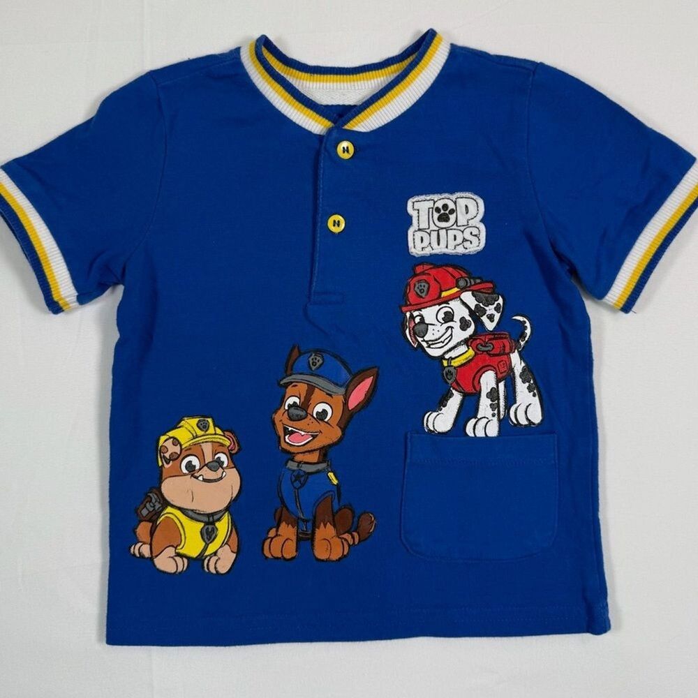 NICK JR. Baby Boys' Paw Patrol "Top Pups" Blue Retro Stripe Henley Shirt 18M